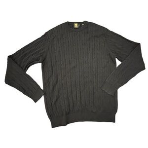 Trump Golf Sweater Mens Medium‎ Cable Knit Black Preppy Outdoor Golf Club Cotton